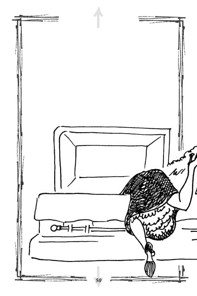 A black-and-white drawing for "The Upside of Undertaking" by Schiffer Publishing, Ltd. shows a woman weeping over a closed coffin, handkerchief in hand, evoking the emotion found in funeral home stories and cemetery experiences.