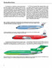 A page from "Colorful Aircraft" by Schiffer Publishing, Ltd. features an “Introduction” heading, descriptive text, and three color illustrations of Braniff International planes, each labeled with their model and livery details.