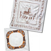 Cowboy Textiles by Schiffer Publishing, Ltd. includes two vintage cotton tablecloths: one with a covered wagon and oxen scene, the other with a brown and white cowboy border—distinctive pieces ideal for Western decor, shown on a white background.