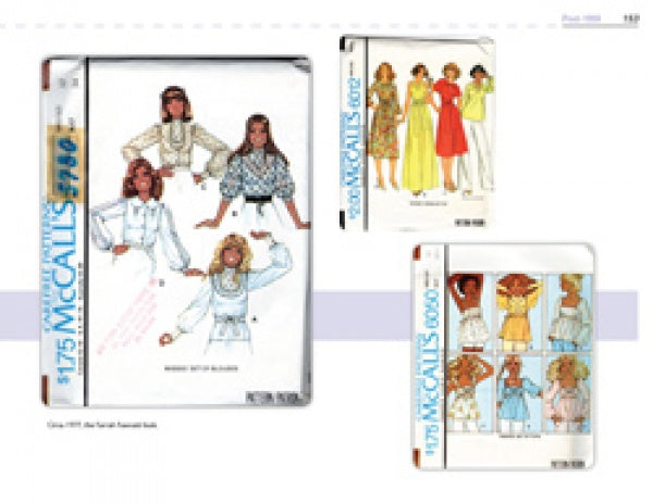 The book "A Century of Fashion" by Schiffer Publishing, Ltd. showcases vintage 1970s women’s fashions, including blouses, dresses, and skirts, with illustrated styles and poses on a white background.