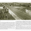 Black-and-white photo of the Chestnut Street Bridge, Philadelphia, 1873, with trains and boats; below is historical text from "Historic Architecture in West Philadelphia, 1789-1930s" by Schiffer Publishing, Ltd.