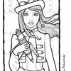 A woman in steampunk style—top hat, goggles, long coat—confidently wields a ray gun, her hair flowing to the side. Perfect inspiration for Schiffer Publishing, Ltd.'s women coloring book: The Journey Coloring Book.