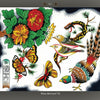 Classic Flash 2" by Schiffer Publishing, Ltd. showcases a vibrant tattoo-style design with colorful birds, butterflies, a snake, and a pheasant among red and yellow flowers with green leaves, all set on a white background.