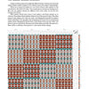 A page from Schiffer Publishing, Ltd.'s "Weave Classic Crackle & More" features a detailed block pattern draft with red, white, and brown rectangles, explanatory text on crackle weave structure, grid lines, and treadling variations with figure headings.