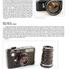 A page from Schiffer Publishing, Ltd.'s "From Daguerre to Digital" showcases images and details of the 1961 Canon 7 and 1973 Leica CL cameras, including a Leica CL with telephoto lens—ideal for camera collectors and history enthusiasts.
