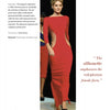 A model wears a fitted, floor-length red dress with nude waist cutouts—one of the innovative garments in *Emerging Fashion Designers 3* by Schiffer Publishing, Ltd., with another model and design inspiration text in the background.