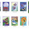 The Higher Intuitions Oracle by Schiffer Publishing, Ltd. features ten illustrated cards with animal spirit messages, showcasing scenes such as a chipmunk, crab, bats, owls, butterflies, a bluebird, bees with a sunflower, and a bear.