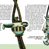 A page from "Kachinas and Ceremonial Dancers in Zuni Jewelry" by Schiffer Publishing, Ltd. displays two bolo ties: one with a horizontal turquoise and shell inlay, the other with a standing figure, highlighting Zuni jewelry’s history and materials.