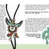 Kachinas and Ceremonial Dancers in Zuni Jewelry by Schiffer Publishing, Ltd. features two bolo ties: the left with a colorful eagle dancer mosaic inlay, and the right with a simple turquoise design—both showcasing Southwest artistry.
