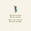 A minimal watercolor of a cloaked figure with "The skeleton dance will be a delight. They'll jig to the left and jig to the right." from Into the Pumpkin by Schiffer Publishing, Ltd., perfect for Halloween books, on a light beige background.
