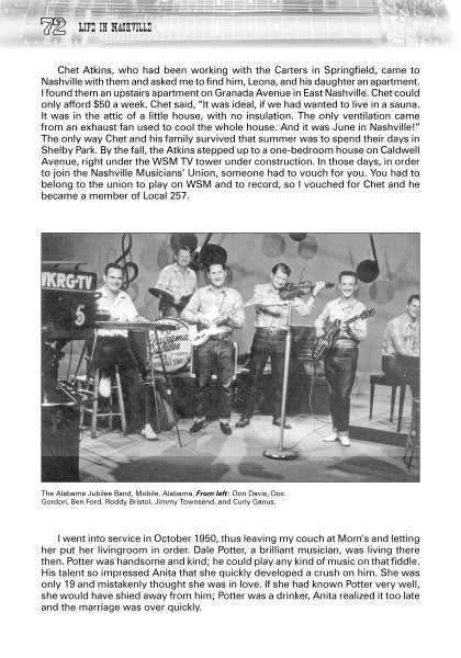 A black and white photo of four men performing country music with guitars and double bass appears on the cover of "Nashville Steeler" by Schiffer Publishing, Ltd., with text sharing musical experiences in Nashville.