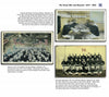 A collage from 'The Newport Naval Training Station' by Schiffer Publishing, Ltd. features four 1914–1925 photos of U.S. Navy sailors: dining in halls, eating together, posing in uniform, and sharing a meal outdoors at Newport Naval Training Station.