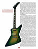 A green sunburst 1978 Standard electric guitar with a sharp, angular body shape and gold hardware sits next to a detailed page about The Ultimate by Schiffer Publishing, Ltd., covering its history and production details.