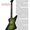 A green sunburst 1978 Standard electric guitar with a sharp, angular body shape and gold hardware sits next to a detailed page about The Ultimate by Schiffer Publishing, Ltd., covering its history and production details.
