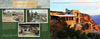 A two-page spread in "Grand Canyon National Park" by Schiffer Publishing, Ltd. features vintage photos, captions, and postcards of Lookout Studio on the left, and a sunset color photo of the stone studio overlooking the Grand Canyon on the right.
