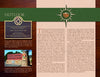 The Grand Canyon National Park brochure by Schiffer Publishing, Ltd. features informational plaques, a park entrance sign, Outlook sections, and a green banner with sun and canyon graphics inspired by vintage postcards.