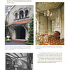 A page from Walker & Gillette, American Architects (Schiffer Publishing, Ltd.) features three images—an ornate arched entrance, a latticework period room, and a parlor with grand piano—highlighting 20th-century architecture amid surrounding text.