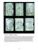 Six intricately carved Mother-of-Pearl Antiques and Collectibles from Schiffer Publishing, Ltd. display Christian scenes and figures in oval frames, all set against ornate, reflective backgrounds.