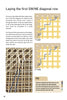 A page from Cane & Rush Seating by Schiffer Publishing, Ltd. features text and diagrams for weaving a diagonal row—perfect for seat restoration. Two diagrams, an FYI tip box, and a process image guide readers through rush weaving.