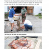 Images from Schiffer Publishing, Ltd.’s “Forging Japanese Knives for Beginners” show the outdoor construction of a brick furnace. In one photo, three people stack bricks around a pipe; in another, bricks form the circular base of the furnace.