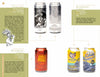 Canned! by Schiffer Publishing, Ltd. showcases four craft beer cans—Heady Topper, Amber Road, and Celsius Summer Ale—each depicted with detailed labels and tasting notes on a light background.