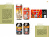 An illustrated catalog page presents "Canned!" from Schiffer Publishing, Ltd., featuring craft beer cans and packaging with unique label art, detailed descriptions, and highlighted craft brewery information.
