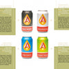 Four vibrant cans from Schiffer Publishing’s “Canned!” are showcased against a light background, with text highlighting each craft beer’s unique character.