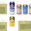 A graphic for "Canned!" by Schiffer Publishing, Ltd. shows four beer cans—New Belgium Shift (blue/silver), Sunshine Wheat (yellow), and three sides of Oskar Blues Dale’s Pale Ale (red/blue)—with style and brewery info highlighted for each craft brew.