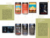 A display for “Canned!” by Schiffer Publishing, Ltd. highlights front, back, and label designs of two Maui Brewing Company beers—Mana Wheat and Sobrehumana Palena ‘ole—with details on their unique craft offerings.