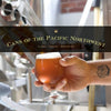 A hand holds a tulip glass of amber craft beer in a brewery, with "Canned!" by Schiffer Publishing, Ltd. overlaid. Visible brewing equipment in the background highlights the artistry of regional craft breweries.