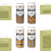 Four Canned! craft beer cans from Schiffer Publishing, Ltd. are shown with descriptions and origins. Each can’s gold, black, and white geometric design reflects the creative spirit of top craft breweries.