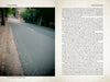 A spread from "Haunted Charlotte" by Schiffer Publishing, Ltd. shows a tree-lined street with scattered leaves on the left and mysterious tales of Charlotte’s haunted intersection told in text on the right.