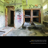 Discover "Abandoned NYC" by Schiffer Publishing, Ltd.—a look inside a graffiti-covered hospital morgue with rusted body compartments, debris-littered floors, peeling paint, and broken fixtures illuminated by window light.