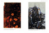 Two abstract paintings, reminiscent of women artists from California, are featured in "Emerging from the Shadows, Vol. III" by Schiffer Publishing, Ltd., each with caption labels beneath them.
