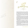 A two-page spread from "The Life and Times of Mary Vaux Walcott" by Schiffer Publishing, Ltd.: left, a light page with faint handwritten “A.L.A.T.Y.”; right, “Youthful Giantess Introduction” with dandelions and historical wildflower text.