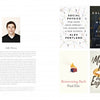 A two-page spread from Schiffer Publishing, Ltd.'s Book Cover Designs: left page presents a man's portrait and biography; right page offers four covers—Social Physics, Galileo’s Middle Finger, Reinventing Bach, and The Marriage Plot—for design inspiration.