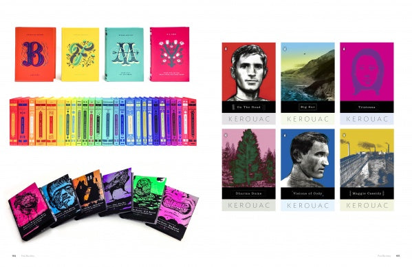 Book Cover Designs by Schiffer Publishing, Ltd. showcases inspiring covers, from Penguin Classics’ rainbow spines to Modern Classics’ striking portraits and landscapes—an ideal reference for fans of Jack Kerouac and book design.
