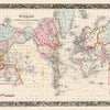 Mitchell's New General Atlas 1860 by Schiffer Publishing, Ltd. features antique world maps with colored borders, labeled regions, vintage fonts, and ornate edging—a detailed reproduction from the original 1860 atlas.