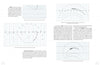 A textbook page from "Marching Band Techniques" by Schiffer Publishing, Ltd. shows four graphs with black arrows on grid paper in curved and wave patterns, plus text explaining space, texture, and contrast in marching band techniques.