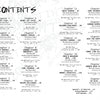 The table of contents for "Vile: Peeking Under the Skin of Murderers" by Schiffer Publishing, Ltd. lists 22 serial killer chapters, each with names, page numbers, and true crime summaries under a bold "CONTENTS" heading.