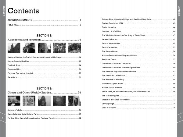A black and white page from "More Connecticut Lore" by Schiffer Publishing, Ltd. captures the eerie essence of local ghost stories and folklore.