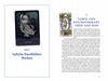 An open book of Tarot at a Crossroads by Schiffer Publishing, Ltd. displays a 1 of Airs card with "PART 1 Infinite Possibilities Beckon" on the left and an intro to tarot psychology and psychotherapy with tarot imagery on the right.