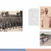 A spread from "With a Weapon and a Grin" by Schiffer Publishing, Ltd. shows African WWI soldiers in uniform (left), a smiling man in traditional dress (upper right), and West African women and children lined up near a building (lower right).