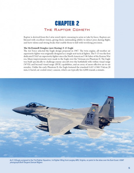 A gray F-15 with twin vertical stabilizers takes off, leaving a faint exhaust trail. "The Raptors" by Schiffer Publishing, Ltd. explores such iconic jets and their significant roles in Israeli Air Force history.