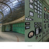 Two images from Schiffer Publishing, Ltd.’s "The World of Urban Decay 2" showcase an old control room with a stained-glass ceiling and green control panels, highlighting the allure of urban exploration and natural decay in abandoned spaces.