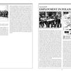 A spread from "The 8th Waffen-SS Cavalry Division Florian Geyer" (Schiffer Publishing, Ltd.) shows dense text with a marching soldiers photo on the left, and, on the right—titled “Employment in Poland”—troops carrying a boat and a military map.