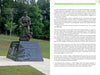 A bronze soldier statue stands on a pedestal outdoors among trees at a Georgia military base, honoring Sgt. Rich Buckholz. Featured in "Mysteries of Georgia's Military Bases" by Schiffer Publishing, Ltd.; eyewitness accounts and article text appear nearby.