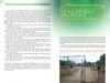 An open book, "Mysteries of Georgia's Military Bases" by Schiffer Publishing, Ltd., displays "The Nuclear Missile Base and UFOs" with eyewitness accounts, faded UFO art, and a photo of a fenced gate on a dirt road beneath clouds.