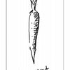 A black and white sketch of a carrot with leafy top is featured on a Carrot Cards deck card by Schiffer Publishing, Ltd., labeled 7. "The carrot" is handwritten below, adding a touch of rabbit wisdom and charm to this unique fortune telling set.