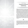A book page from "Light the Way" by Schiffer Publishing, Ltd. titled "Chapter Five: Emotional and Mental Conditioning" explores emotional strength, ego, and coping with negativity in rescue medium work on a light gray background with glowing dots.